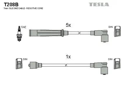 Комплект проводов зажигания TESLA T208B
