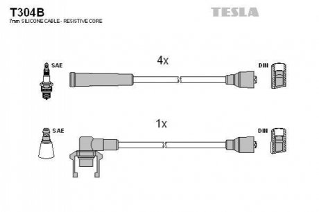 Комплект проводов зажигания TESLA T304B (фото 1)