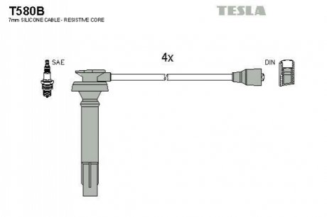 Комплект проводов зажигания TESLA T580B (фото 1)