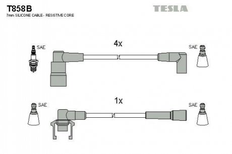 Комплект кабелiв запалювання TESLA T858B (фото 1)