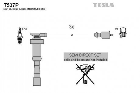 Комплект проводов зажигания TESLA T537P (фото 1)