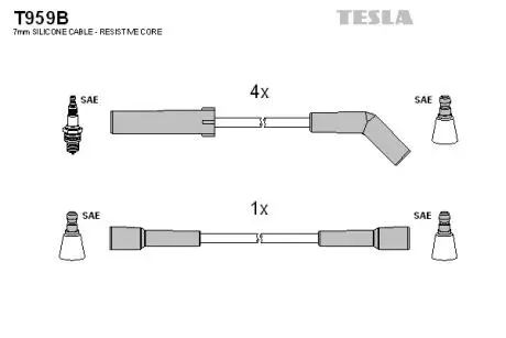 Комплект проводов зажигания TESLA T959B