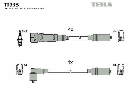 Комплект кабелів високовольтних TESLA T038B (фото 1)