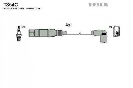 Комплект кабелiв запалювання TESLA T854C (фото 1)