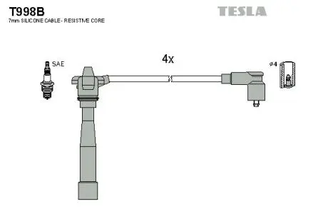 Комплект кабелiв запалювання TESLA T998B