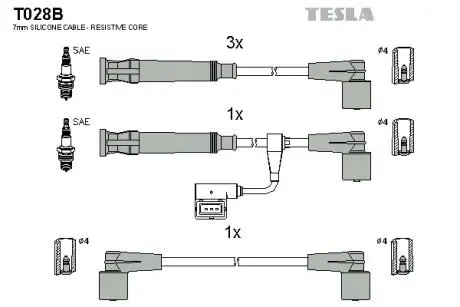 Комплект проводов зажигания TESLA T028B