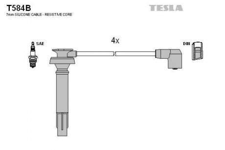 Комплект кабелiв запалювання TESLA T584B (фото 1)