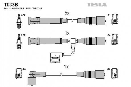 Комплект проводов зажигания TESLA T033B (фото 1)
