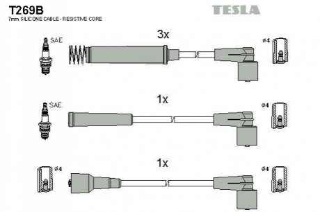 Комплект кабелей высоковольтных TESLA T269B (фото 1)
