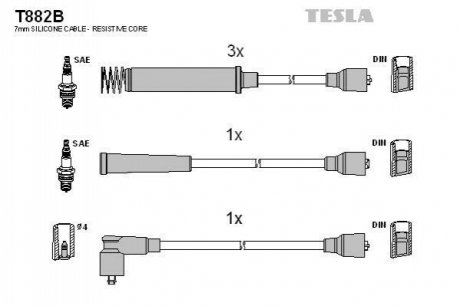 Комплект кабелiв запалювання TESLA T882B (фото 1)