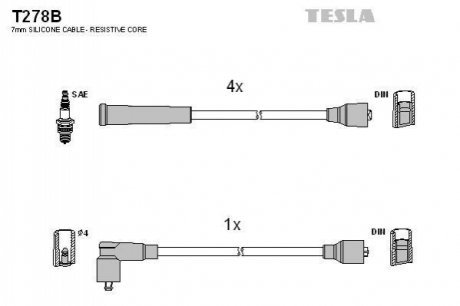 Комплект проводов зажигания TESLA T278B (фото 1)