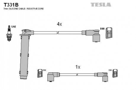 Комплект проводов зажигания TESLA T331B (фото 1)