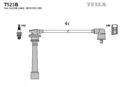 Проводавысоковольтные,комплект Hyundai Accent iii 1.4 (05-10) TESLA T523B