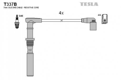Комплект проводов зажигания TESLA T337B