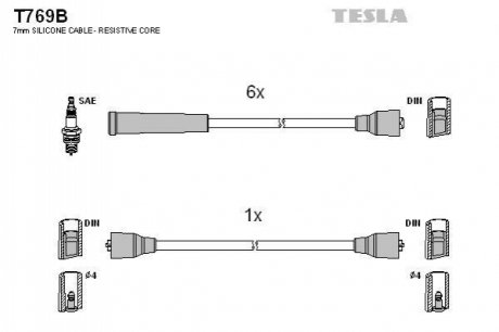 Комплект кабелiв запалювання TESLA T769B