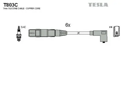 Комплект проводов зажигания TESLA T803C