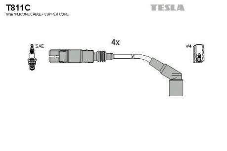 Комплект кабелiв запалювання TESLA T811C