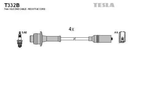 Фото комплект кабелiв запалювання TESLA T332B Комплект кабелiв запалювання TESLA T332B