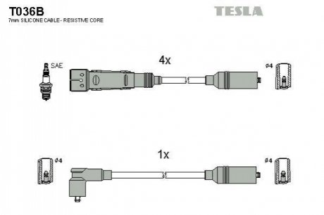 Комплект кабелей зажигания TESLA T036B