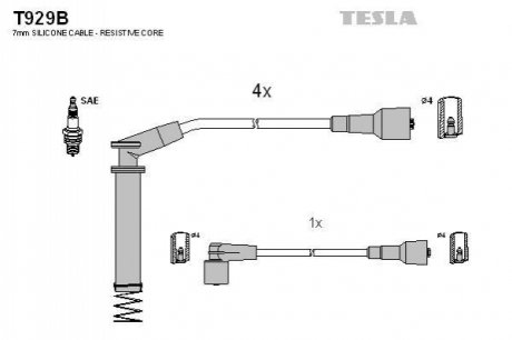 Комплект кабелiв запалювання TESLA T929B (фото 1)