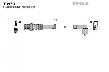 Комплект кабелiв запалювання TESLA T897B