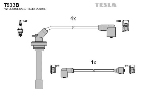 Фото комплект кабелiв запалювання TESLA T933B Комплект кабелiв запалювання TESLA T933B