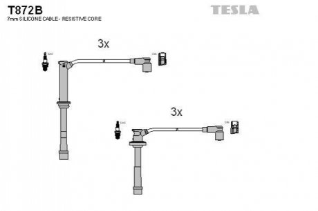 Комплект проводов зажигания TESLA T872B