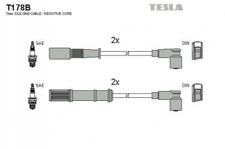 Комплект кабелей зажигания TESLA T178B (фото 1)