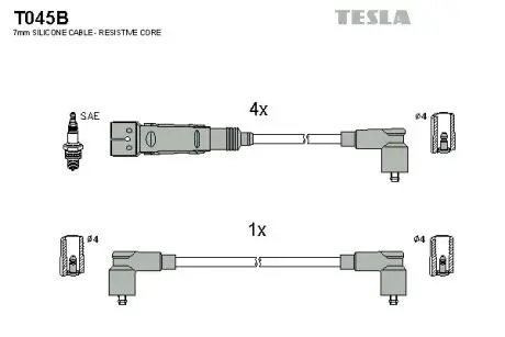 Комплект кабелiв запалювання TESLA T045B