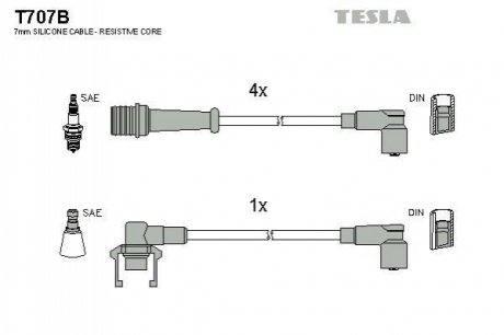 Комплект кабелiв запалювання TESLA T707B (фото 1)