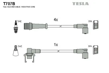 Комплект проводов зажигания TESLA T707B