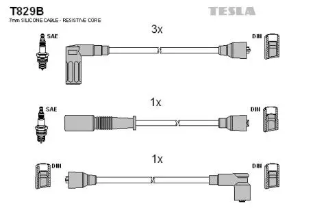 Фото комплект кабелiв запалювання TESLA T829B Комплект кабелiв запалювання TESLA T829B