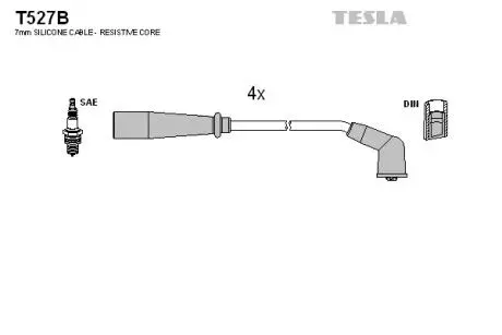 Фото комплект проводов зажигания TESLA T527B Комплект проводов зажигания TESLA T527B
