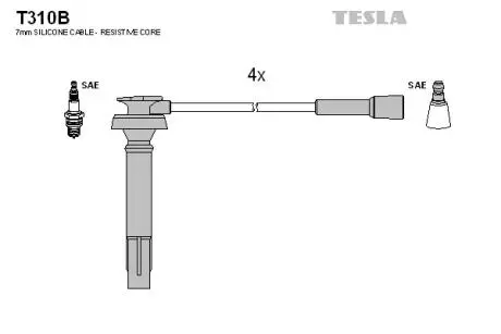 Комплект проводов зажигания TESLA T310B