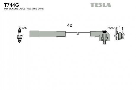 Комплект проводов зажигания TESLA T744G (фото 1)