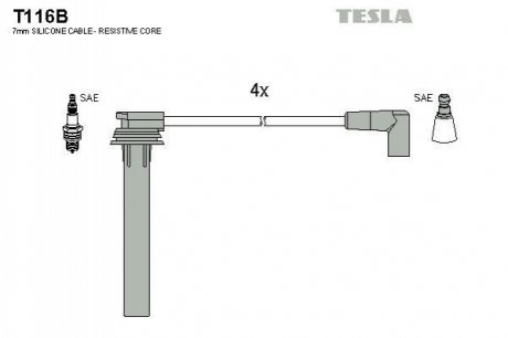 Комплект проводов зажигания TESLA T116B (фото 1)