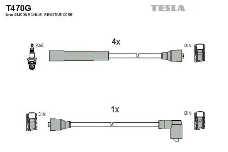 Комплект проводов зажигания TESLA T470G