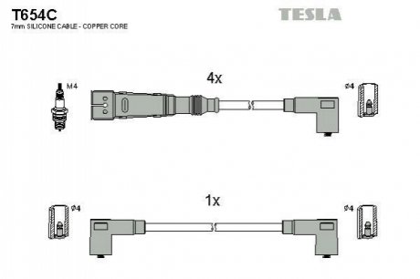 Комплект проводов зажигания TESLA T654C (фото 1)