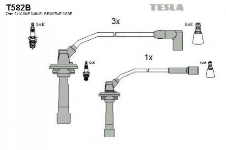 Комплект проводов зажигания TESLA T582B