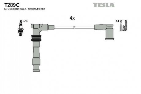 Комплект кабелей зажигания TESLA T289C (фото 1)