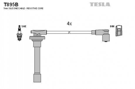 Комплект проводов зажигания TESLA T895B