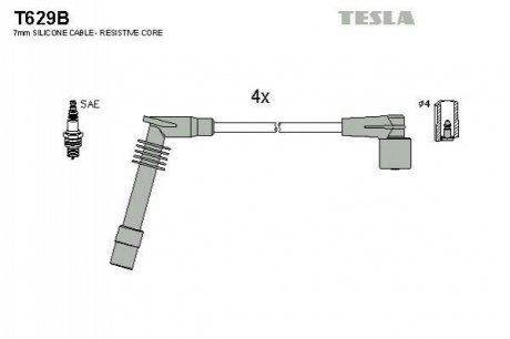 Комплект кабелiв запалювання TESLA T629B (фото 1)