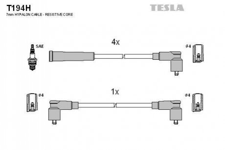 Комплект проводов зажигания TESLA T194H
