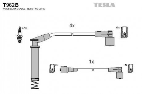 Комплект кабелей высоковольтных TESLA T962B