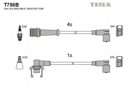 Комплект проводов зажигания TESLA T786B