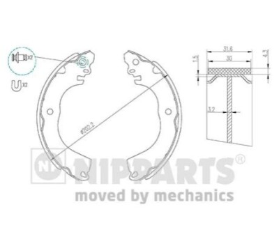 Тормозные колодки барабанные. NIPPARTS N3505049