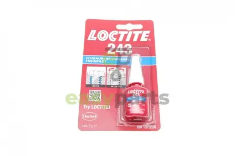 LOCTITE 243, 5ML Фіксатор різьби (синій) (середньої фіксації), макс. діаметр різьби М36 HENKEL / LOCTITE 1370555