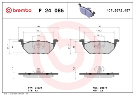 Гальмівні колодки перед. Ford Maverick 01- BREMBO P24 085