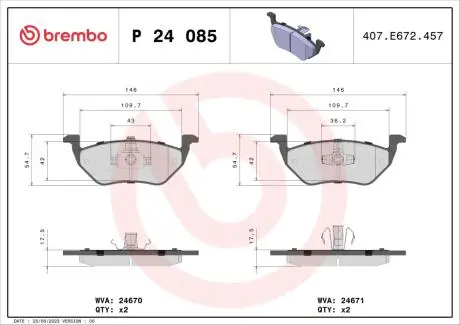 Гальмівні колодки перед. Ford Maverick 01- BREMBO P24 085