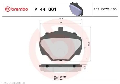 Колодки тормозные дисковые комплект LAND ROVER Defender 87-н.в, DISCOVERY I (LJ, LG) 89-94 BREMBO P44 001